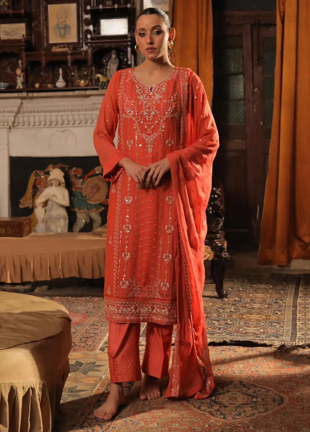 Edge Republic Pret Embroidered Raw Silk 3 Piece Suit Republic Womens 02 Madham Goonj