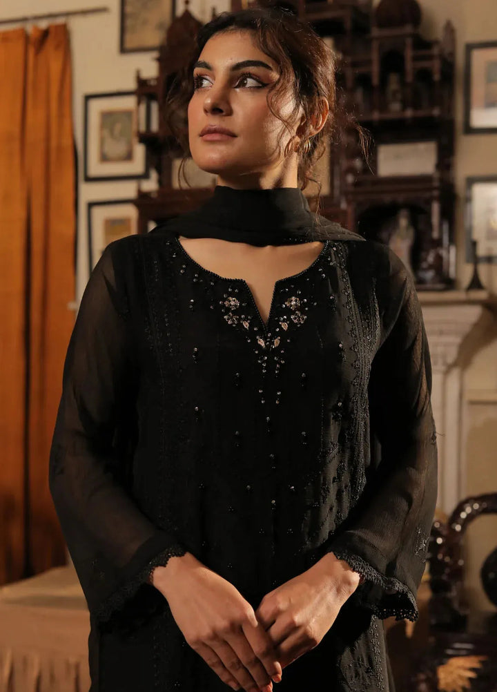 Edge Republic Pret Embroidered Raw Silk 3 Piece Suit Republic Womens 03 Humkalaam Black