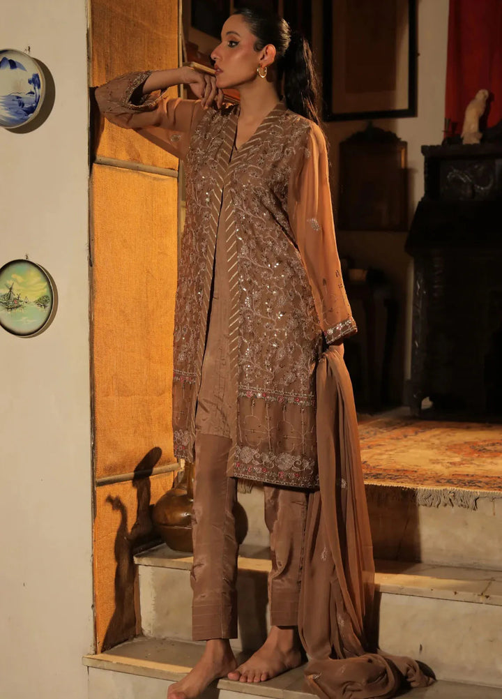 Edge Republic Pret Embroidered Raw Silk 3 Piece Suit Republic Womens 05 Sarsarana Brown