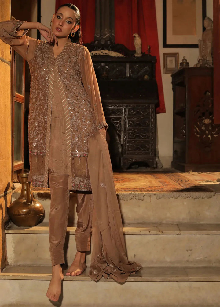 Edge Republic Pret Embroidered Raw Silk 3 Piece Suit Republic Womens 05 Sarsarana Brown