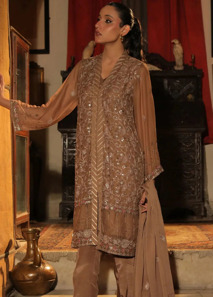 Edge Republic Pret Embroidered Raw Silk 3 Piece Suit Republic Womens 05 Sarsarana Brown