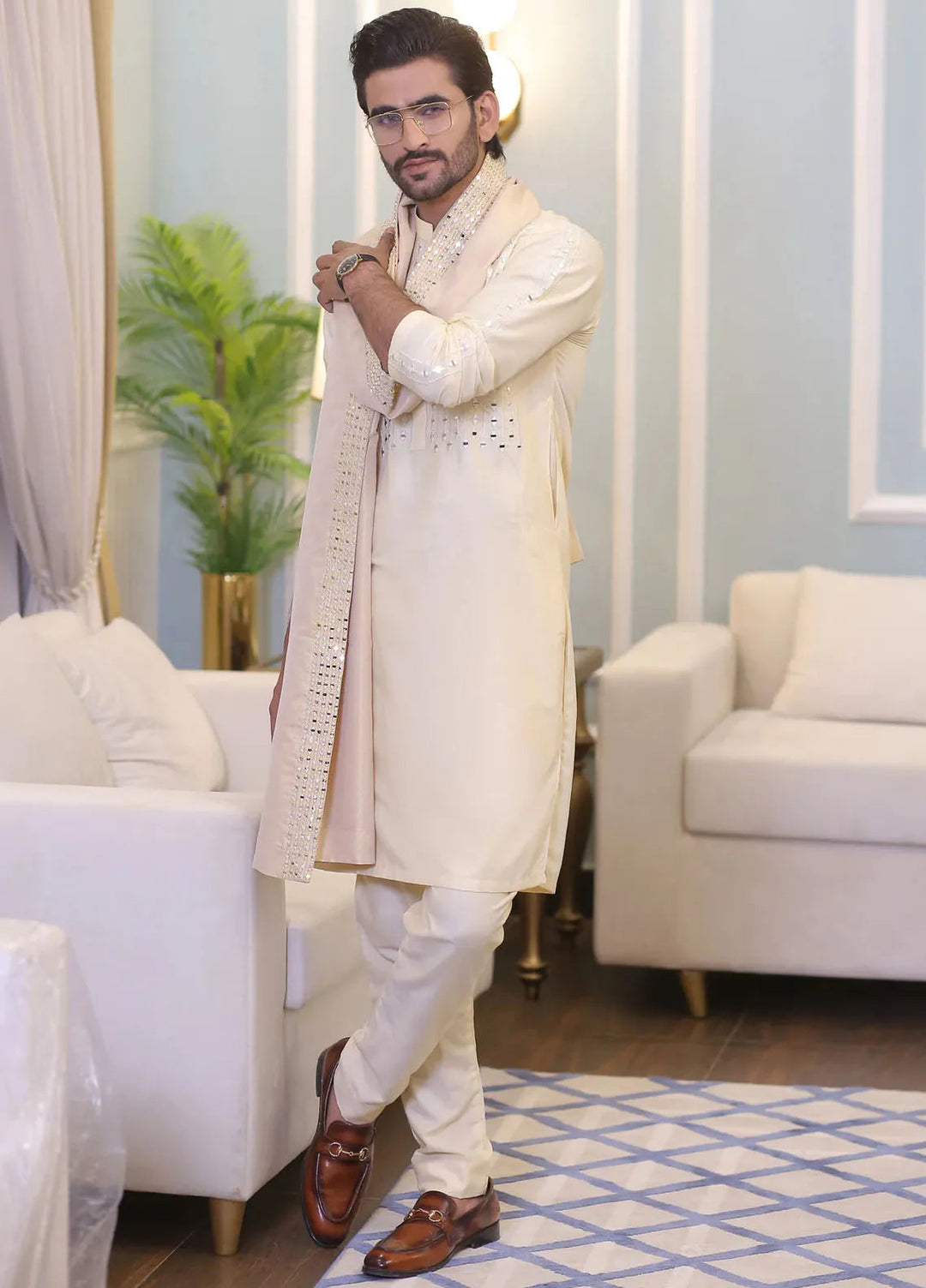 Edge Republic Pret Mirror Work Kurta Pajama With Shawl MR 61