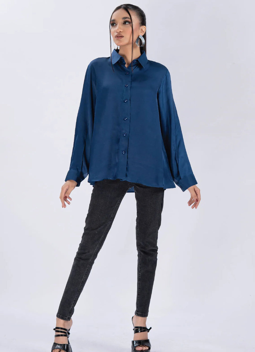 Edowlark Pret Causal Cotton Silk 1 Piece Classic Satin Shirt