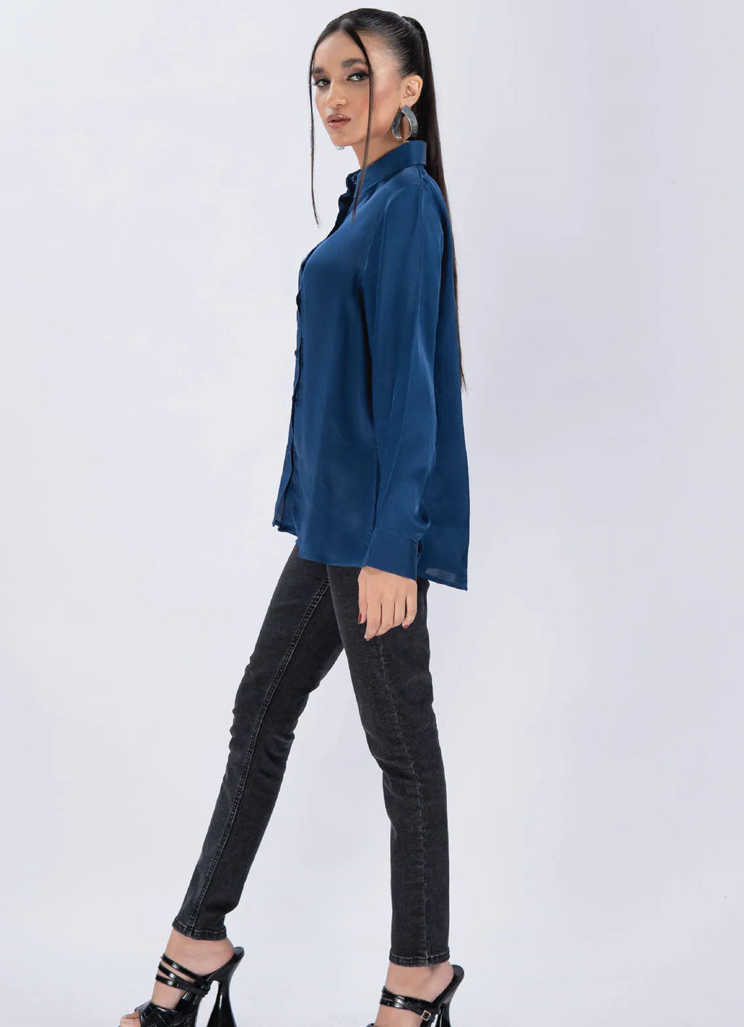 Edowlark Pret Causal Cotton Silk 1 Piece Classic Satin Shirt