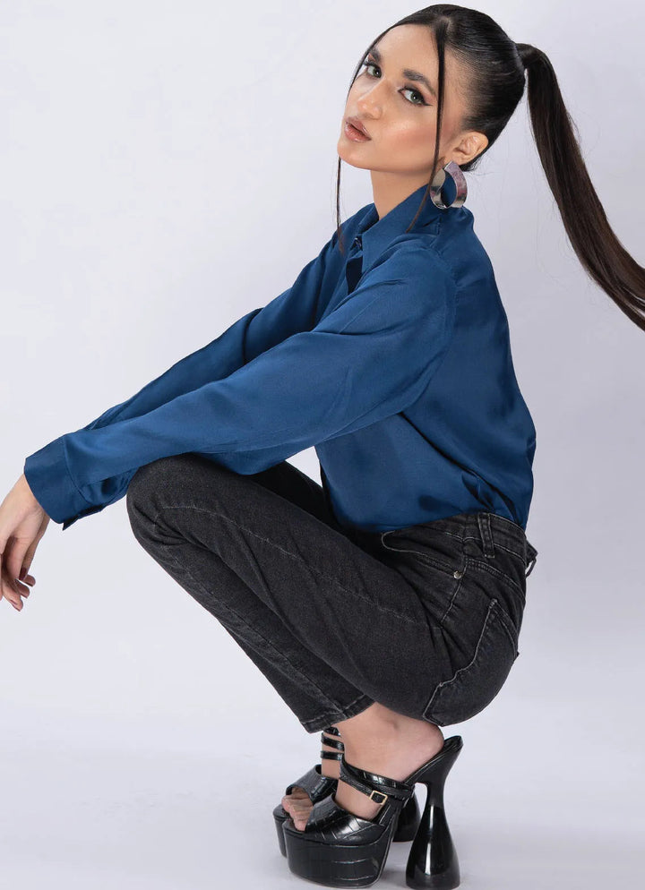 Edowlark Pret Causal Cotton Silk 1 Piece Classic Satin Shirt