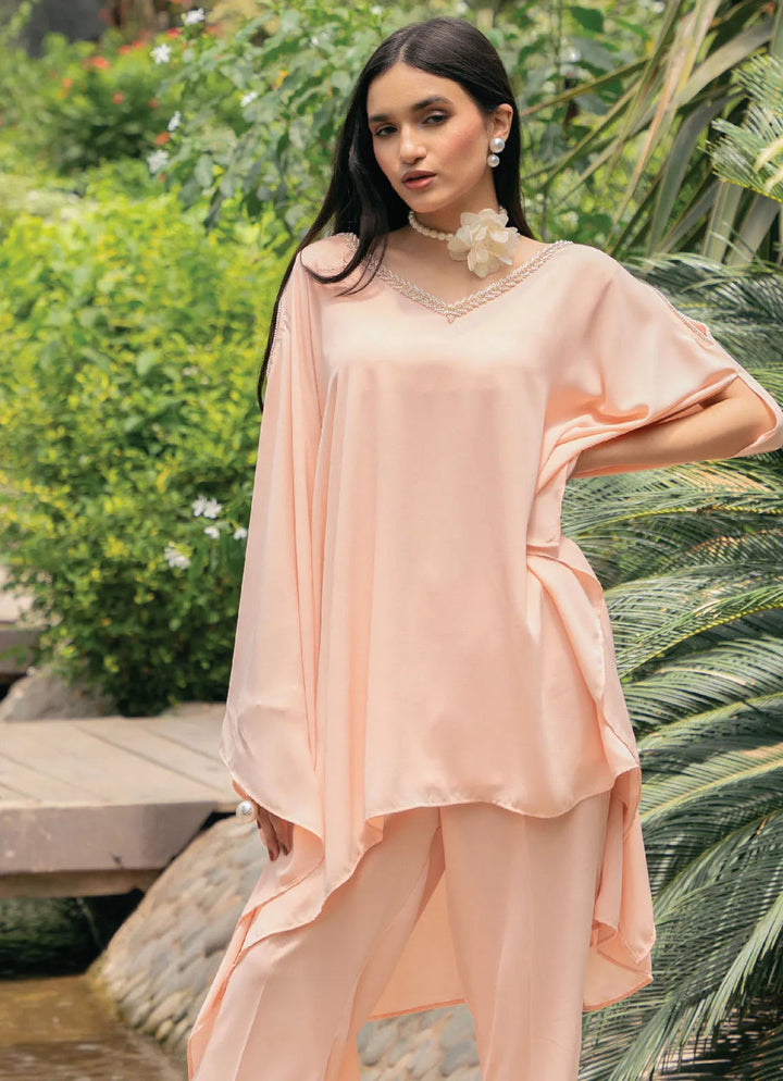 Edowlark Pret Causal Georgette 3 Piece Hand Beaded Cape Dress