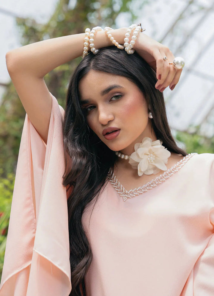 Edowlark Pret Causal Georgette 3 Piece Hand Beaded Cape Dress