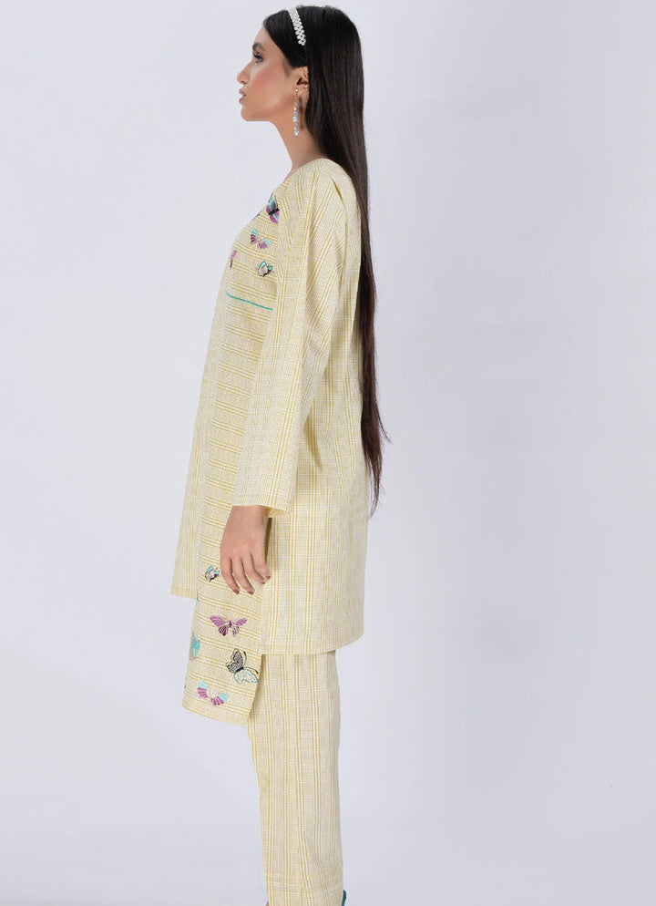 Edowlark Pret Embroidered Cotton 2 Piece Plaided Shirt