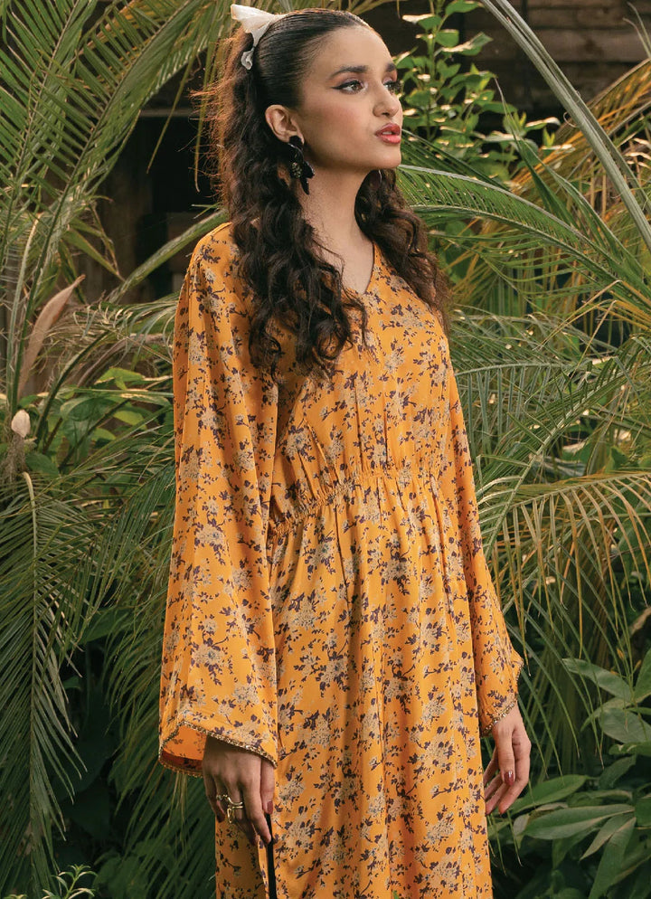 Edowlark Pret Printed Charmeuse Silk 1 Piece Silk Kaftan Dress Maxi Dress