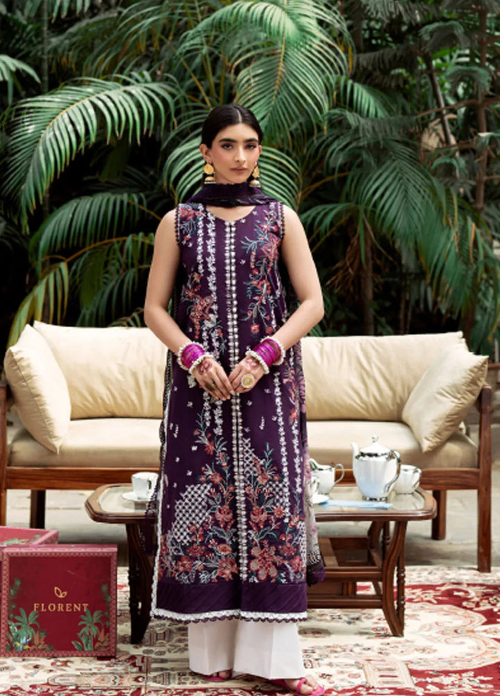 Eid Edit by Florent Embroidered Lawn Suits Unstitched 3 Piece FL25ED FEE D-1 A - Summer Collection