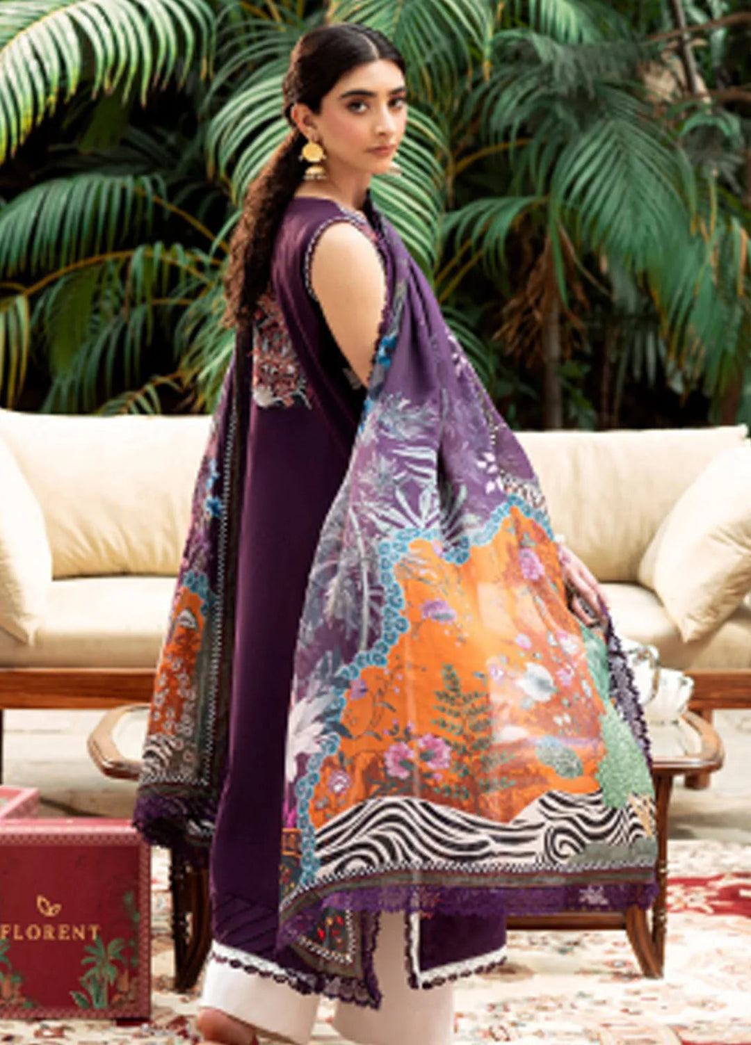 Eid Edit by Florent Embroidered Lawn Suits Unstitched 3 Piece FL25ED FEE D-1 A - Summer Collection