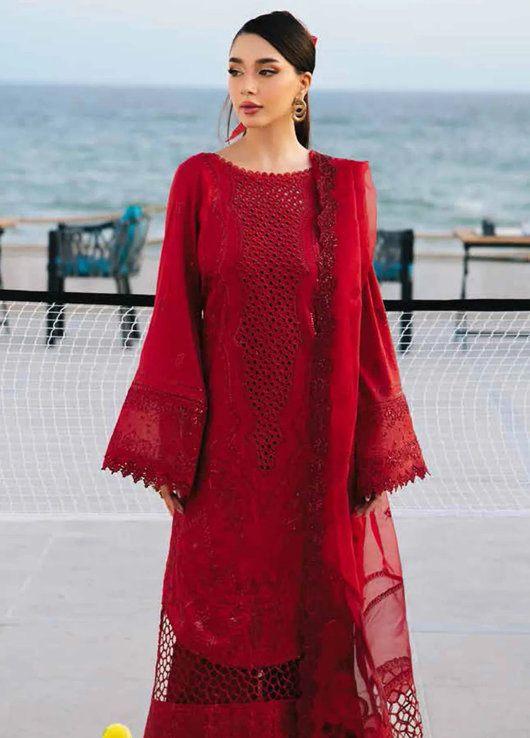 Eid Escape By Nureh Chikankari Lawn Suit Unstitched 3 Piece NU24EE NE-91 Mireille - Festive Collection