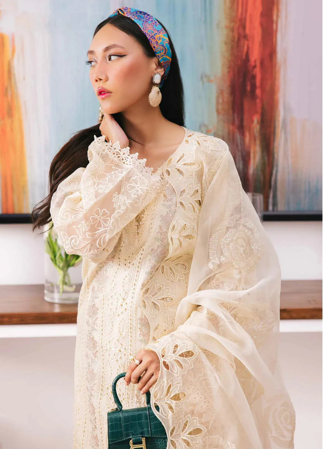 Eid Escape By Nureh Chikankari Lawn Suit Unstitched 3 Piece NU24EE NE-92 Amelfie - Festive Collection