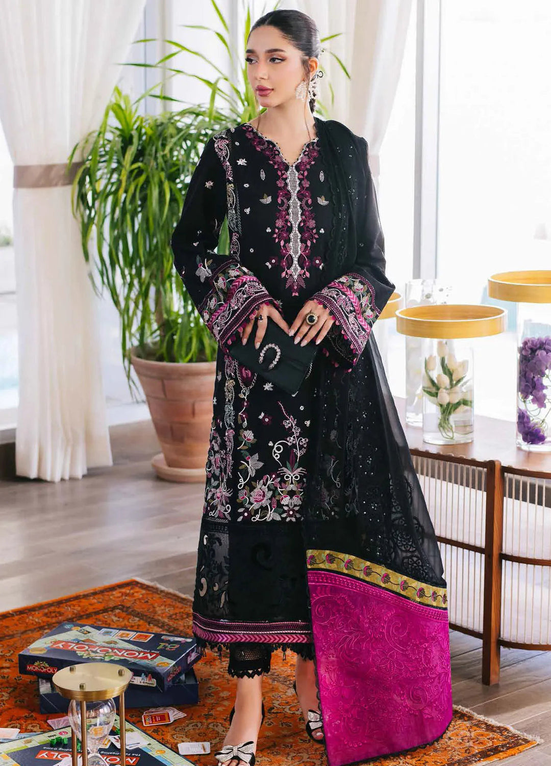Eid Escape By Nureh Embroidered Lawn Suit Unstitched 3 Piece NU24EE NE-88 Botanica - Festive Collection