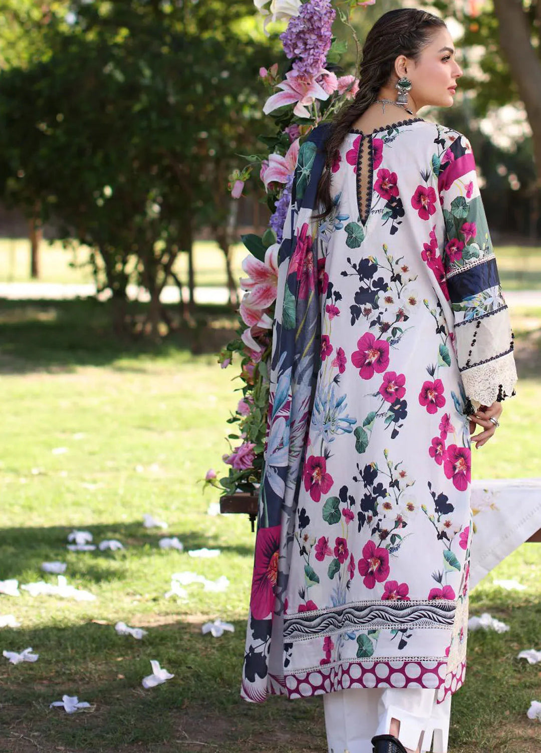 Elaf Chikankari Lawn Suit Unstitched 3 Piece EF24C ECK-01 A Lovelight - Summer Collection