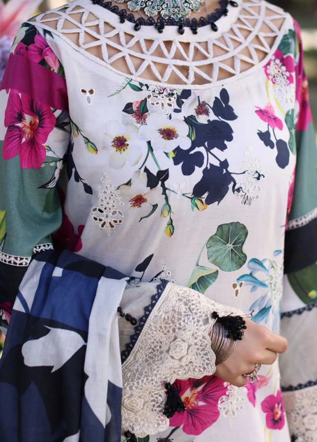 Elaf Chikankari Lawn Suit Unstitched 3 Piece EF24C ECK-01 A Lovelight - Summer Collection