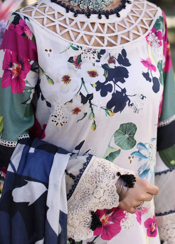 Elaf Chikankari Lawn Suit Unstitched 3 Piece EF24C ECK-01 A Lovelight - Summer Collection