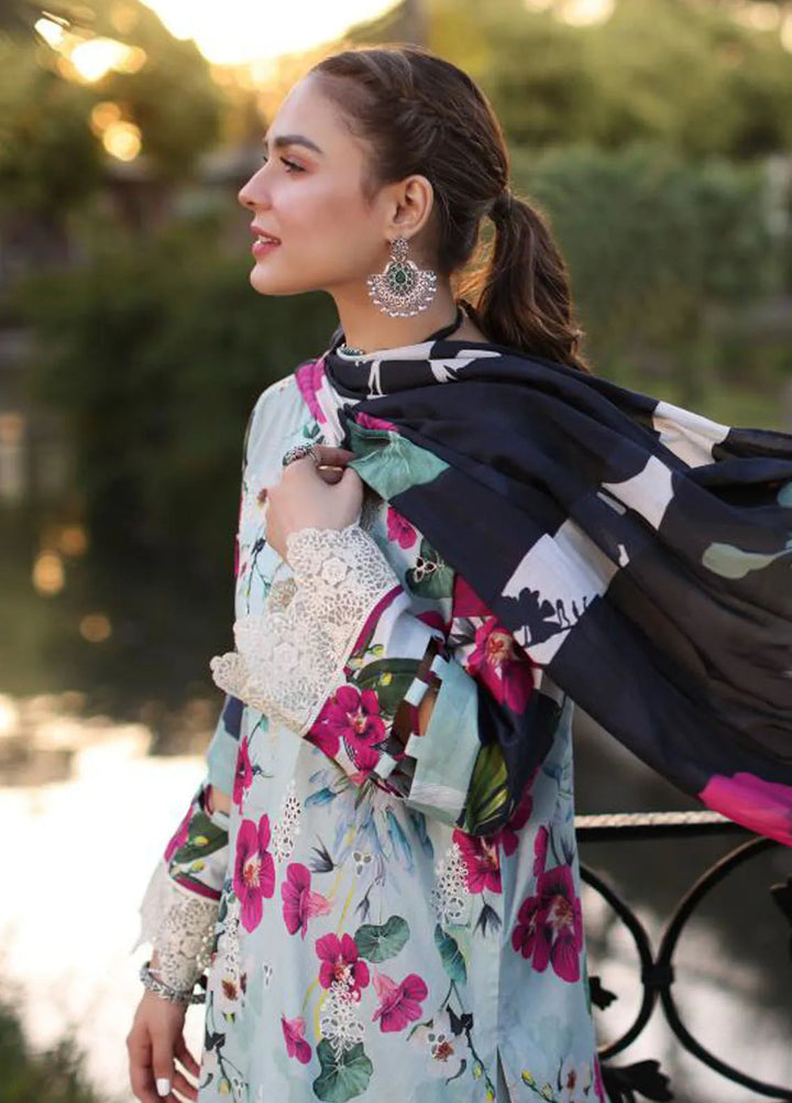 Elaf Chikankari Lawn Suit Unstitched 3 Piece EF24C ECK-01 B Aquabella - Summer Collection