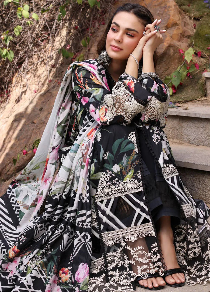 Elaf Chikankari Lawn Suit Unstitched 3 Piece EF24C ECK-02 A Noiree - Summer Collection