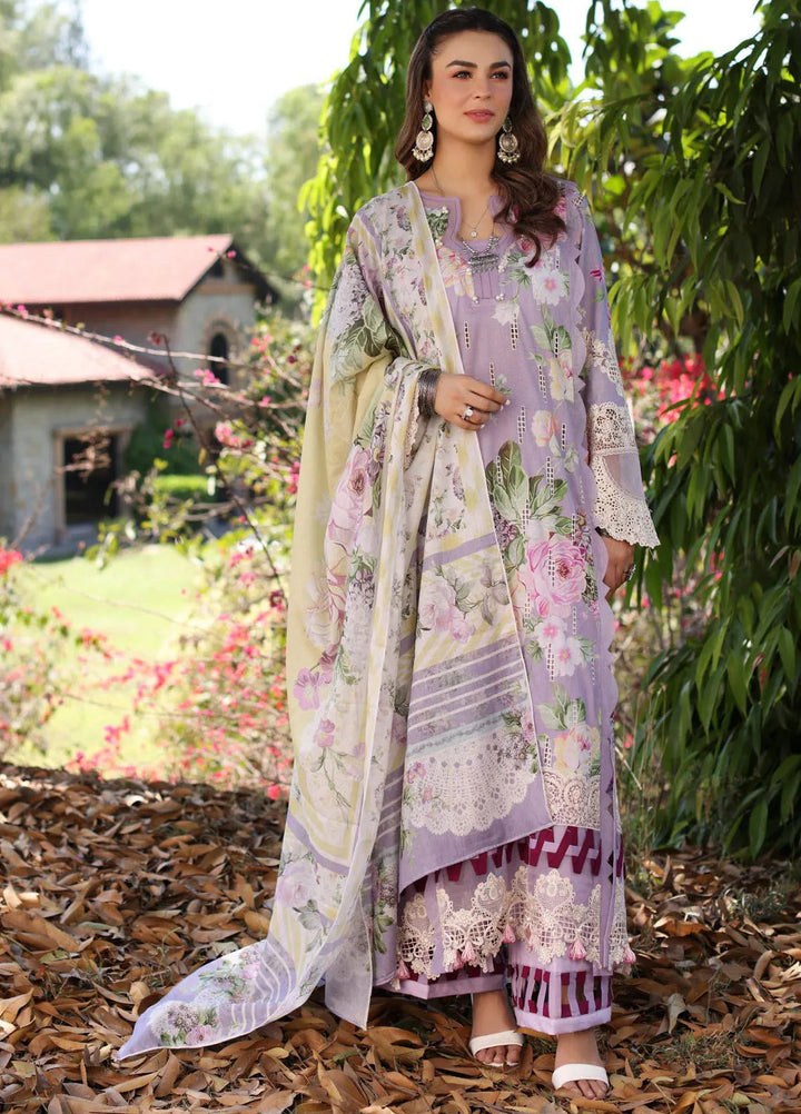 Elaf Chikankari Lawn Suit Unstitched 3 Piece EF24C ECK-03 A Lilac Lamour - Summer Collection