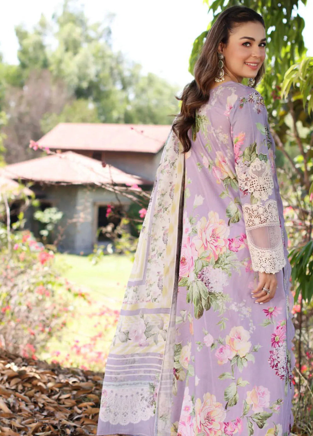 Elaf Chikankari Lawn Suit Unstitched 3 Piece EF24C ECK-03 A Lilac Lamour - Summer Collection