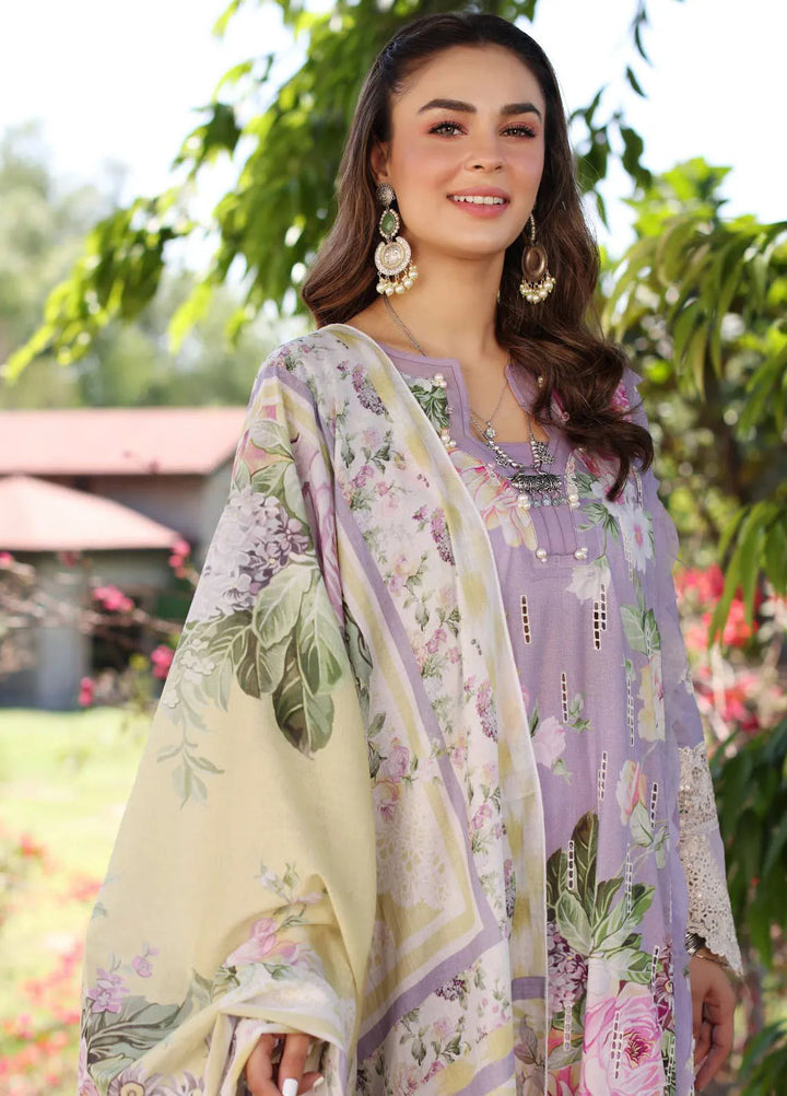 Elaf Chikankari Lawn Suit Unstitched 3 Piece EF24C ECK-03 A Lilac Lamour - Summer Collection