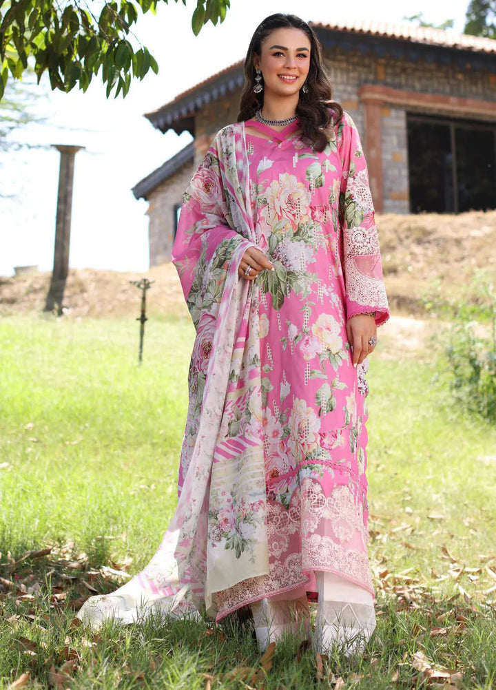 Elaf Chikankari Lawn Suit Unstitched 3 Piece EF24C ECK-03 B Pink Muse - Summer Collection