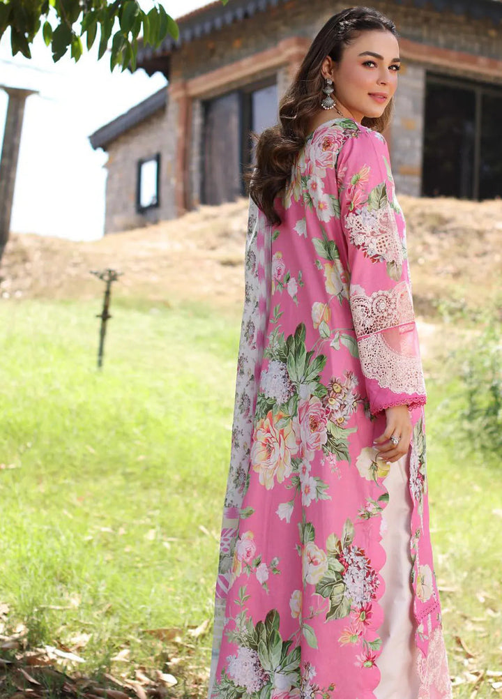 Elaf Chikankari Lawn Suit Unstitched 3 Piece EF24C ECK-03 B Pink Muse - Summer Collection