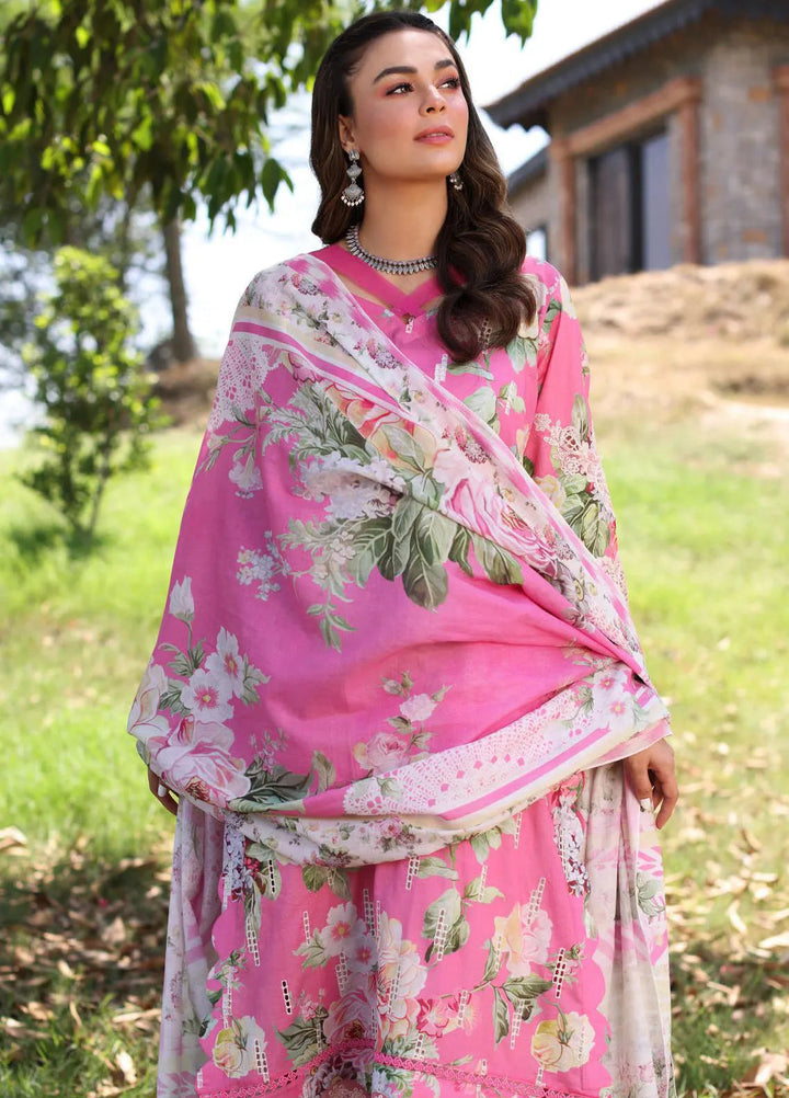 Elaf Chikankari Lawn Suit Unstitched 3 Piece EF24C ECK-03 B Pink Muse - Summer Collection