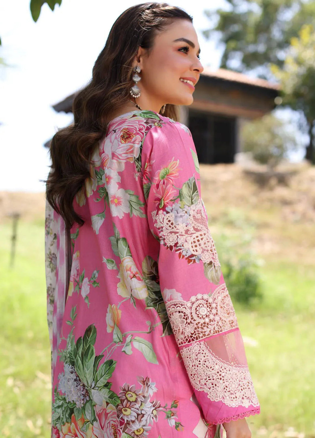 Elaf Chikankari Lawn Suit Unstitched 3 Piece EF24C ECK-03 B Pink Muse - Summer Collection