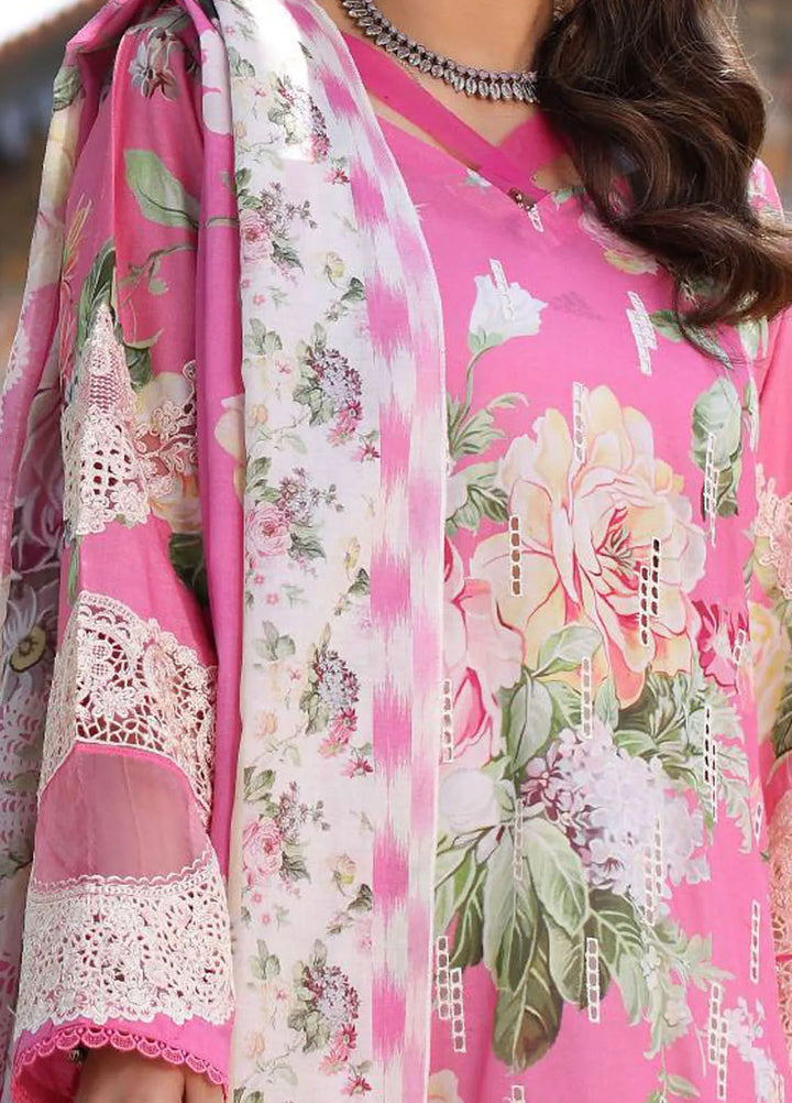 Elaf Chikankari Lawn Suit Unstitched 3 Piece EF24C ECK-03 B Pink Muse - Summer Collection