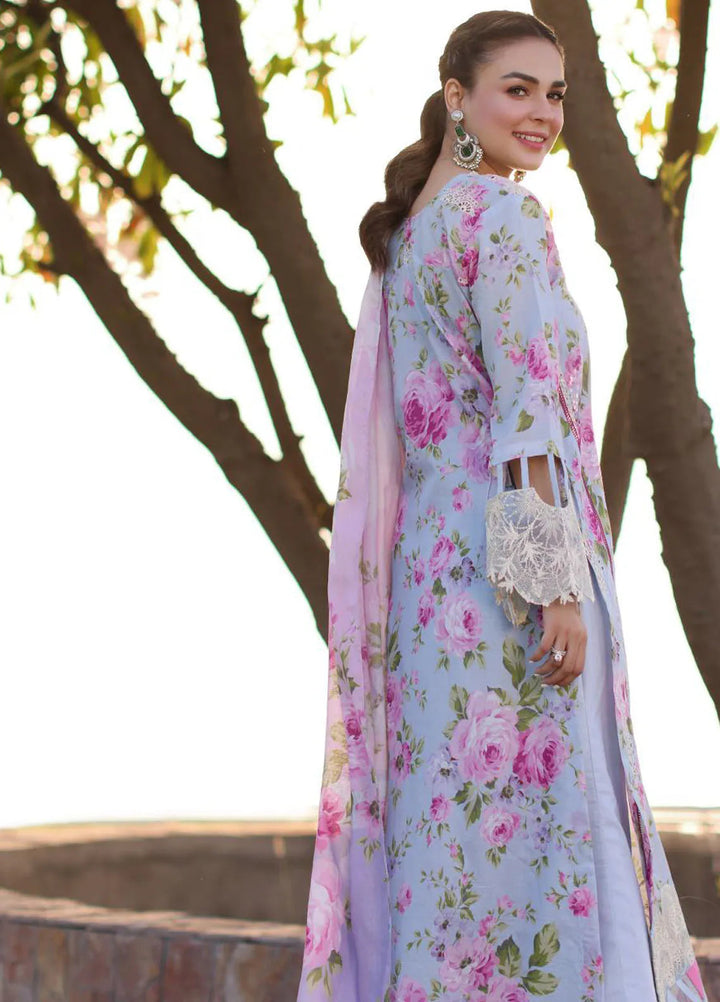 Elaf Chikankari Lawn Suit Unstitched 3 Piece EF24C ECK-04 A Ocean Blossoms - Summer Collection