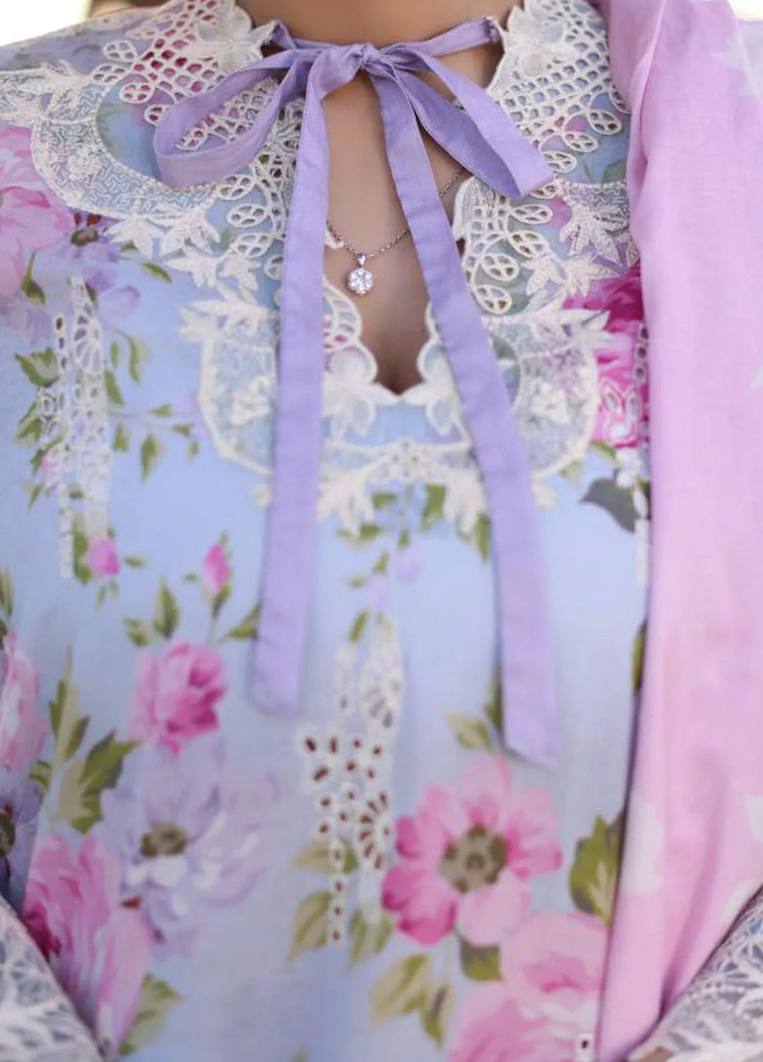 Elaf Chikankari Lawn Suit Unstitched 3 Piece EF24C ECK-04 A Ocean Blossoms - Summer Collection