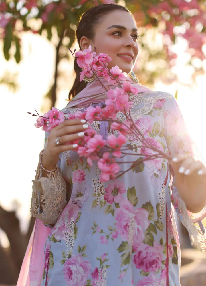 Elaf Chikankari Lawn Suit Unstitched 3 Piece EF24C ECK-04 A Ocean Blossoms - Summer Collection