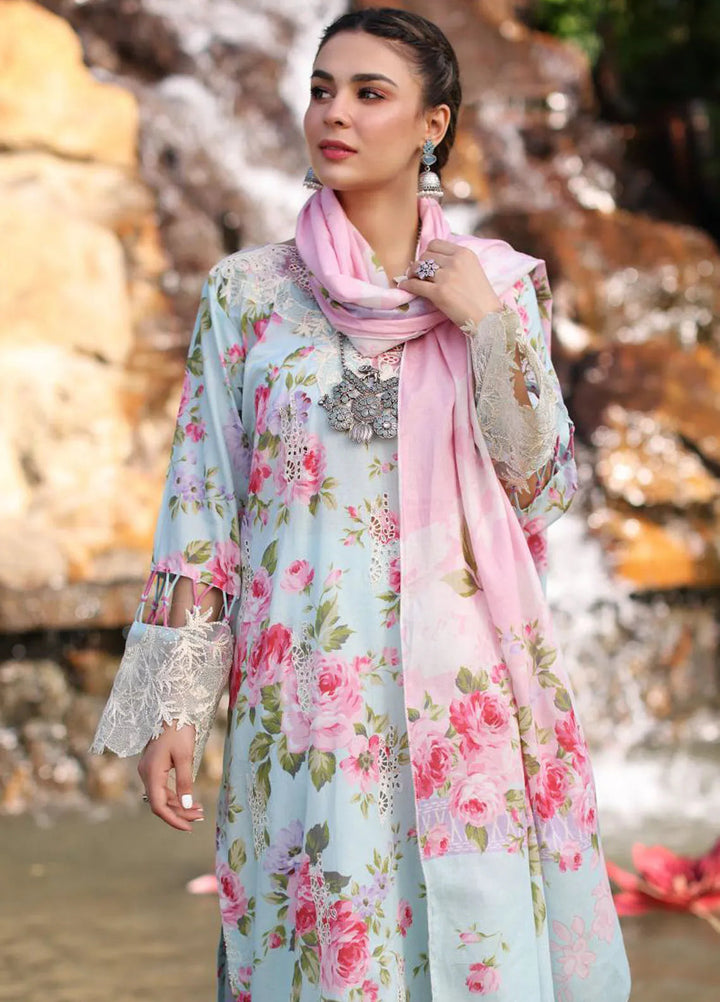 Elaf Chikankari Lawn Suit Unstitched 3 Piece EF24C ECK-04 B Glaciella - Summer Collection