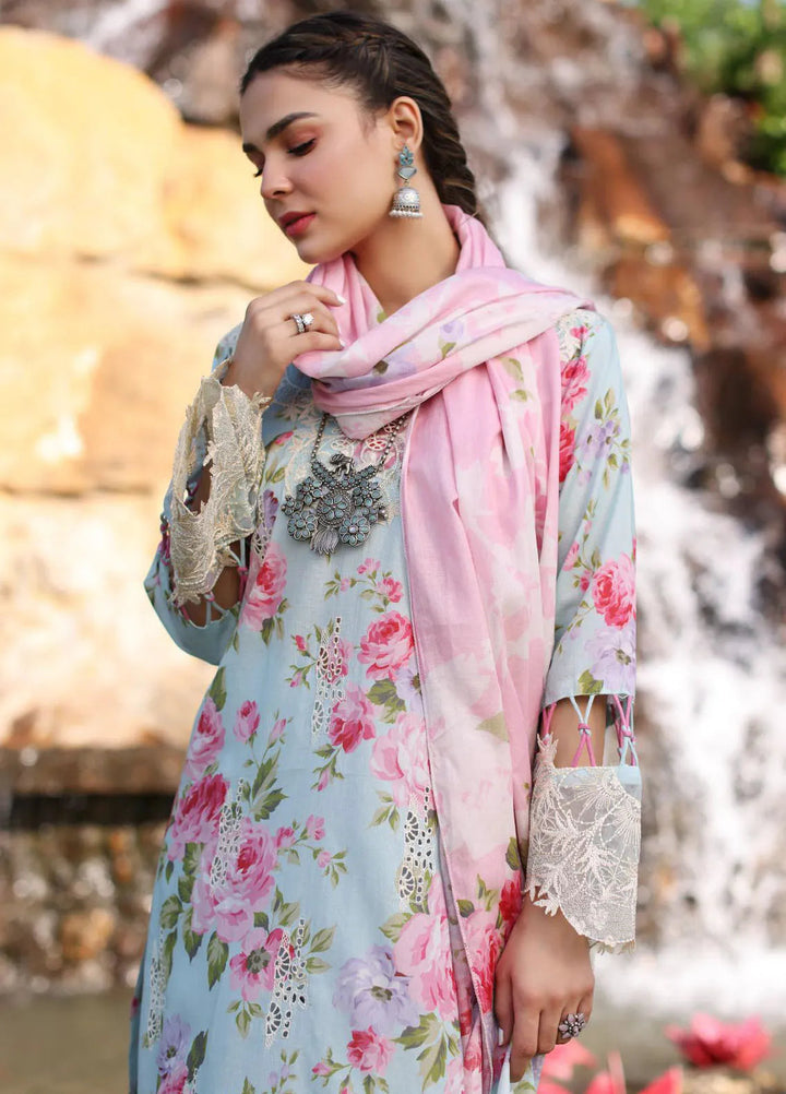 Elaf Chikankari Lawn Suit Unstitched 3 Piece EF24C ECK-04 B Glaciella - Summer Collection