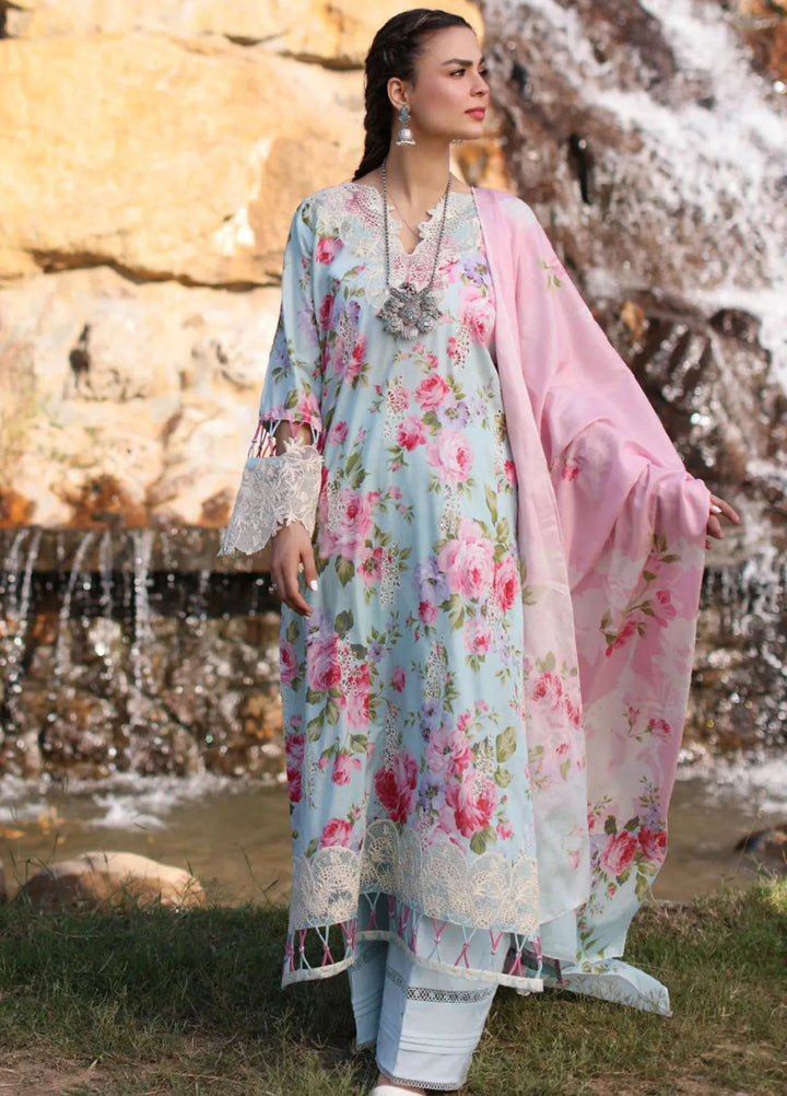 Elaf Chikankari Lawn Suit Unstitched 3 Piece EF24C ECK-04 B Glaciella - Summer Collection