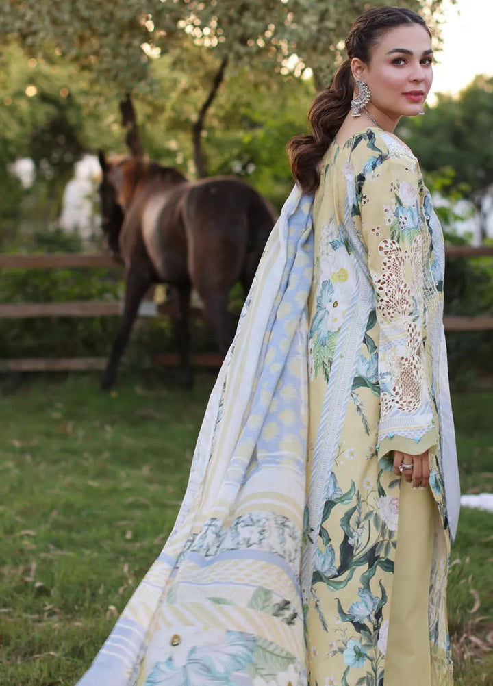 Elaf Chikankari Lawn Suit Unstitched 3 Piece EF24C ECK-05 A Citrus Crush - Summer Collection