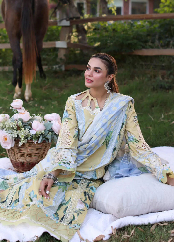 Elaf Chikankari Lawn Suit Unstitched 3 Piece EF24C ECK-05 A Citrus Crush - Summer Collection