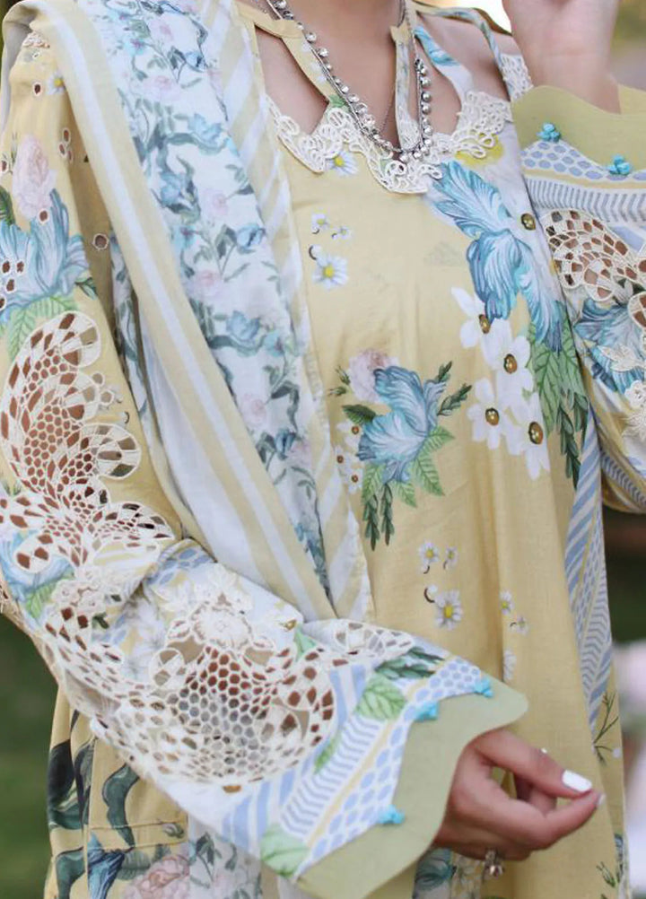 Elaf Chikankari Lawn Suit Unstitched 3 Piece EF24C ECK-05 A Citrus Crush - Summer Collection