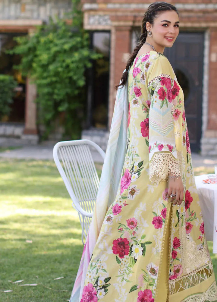 Elaf Chikankari Lawn Suit Unstitched 3 Piece EF24C ECK-06 A Sunshine Bouquet - Summer Collection