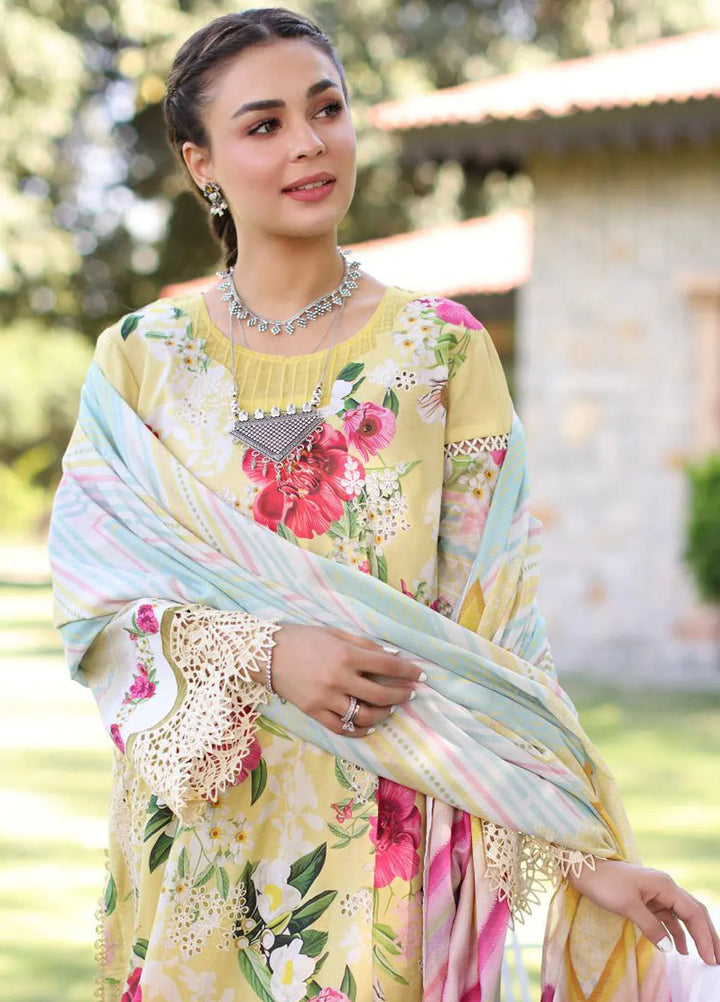 Elaf Chikankari Lawn Suit Unstitched 3 Piece EF24C ECK-06 A Sunshine Bouquet - Summer Collection