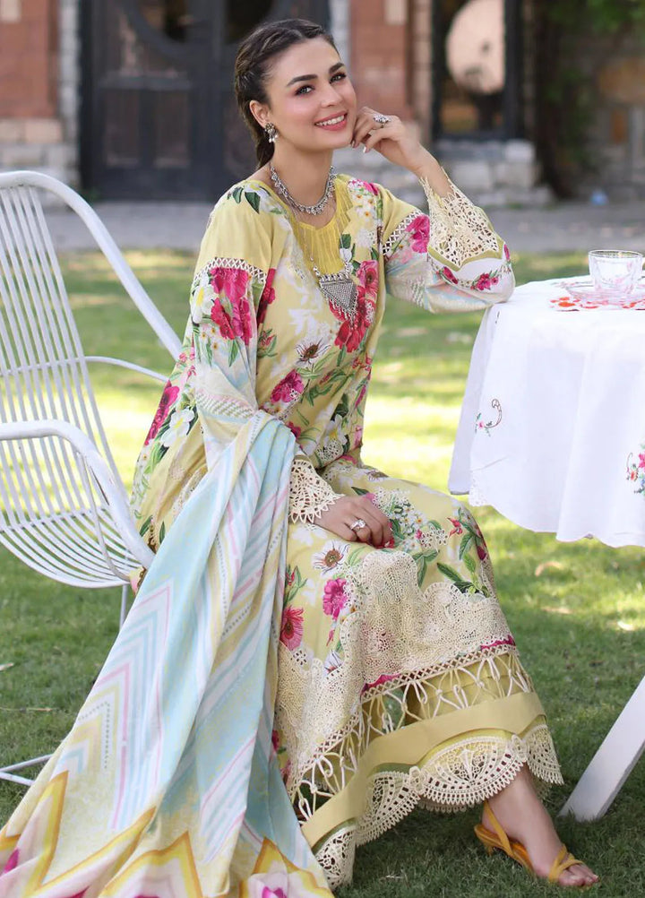 Elaf Chikankari Lawn Suit Unstitched 3 Piece EF24C ECK-06 A Sunshine Bouquet - Summer Collection