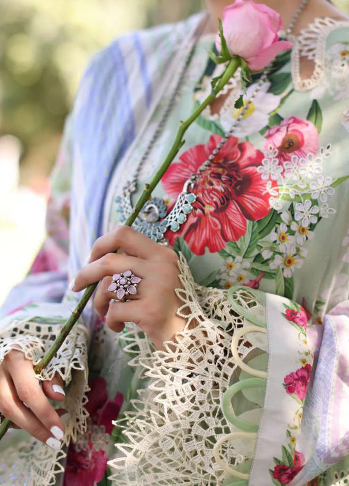 Elaf Chikankari Lawn Suit Unstitched 3 Piece EF24C ECK-06 B Oasis - Summer Collection