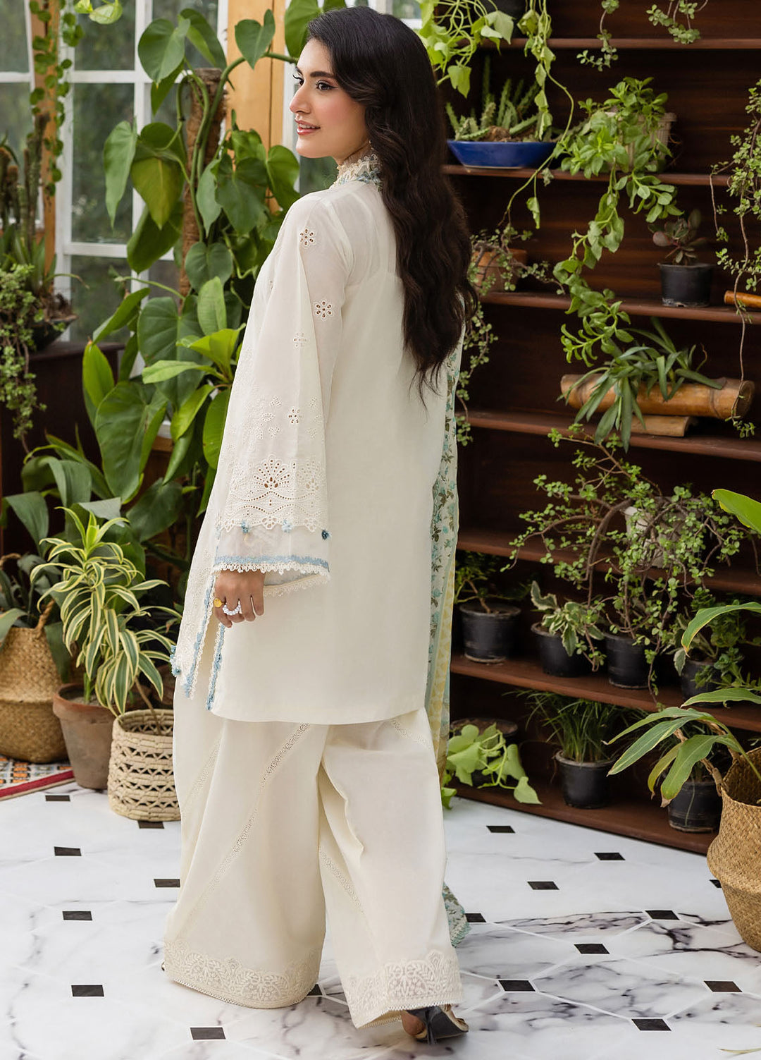 Elaf Chikankari Lawn Suits Unstitched 3 Piece EEC - 1B Pearlista - Festive Collection