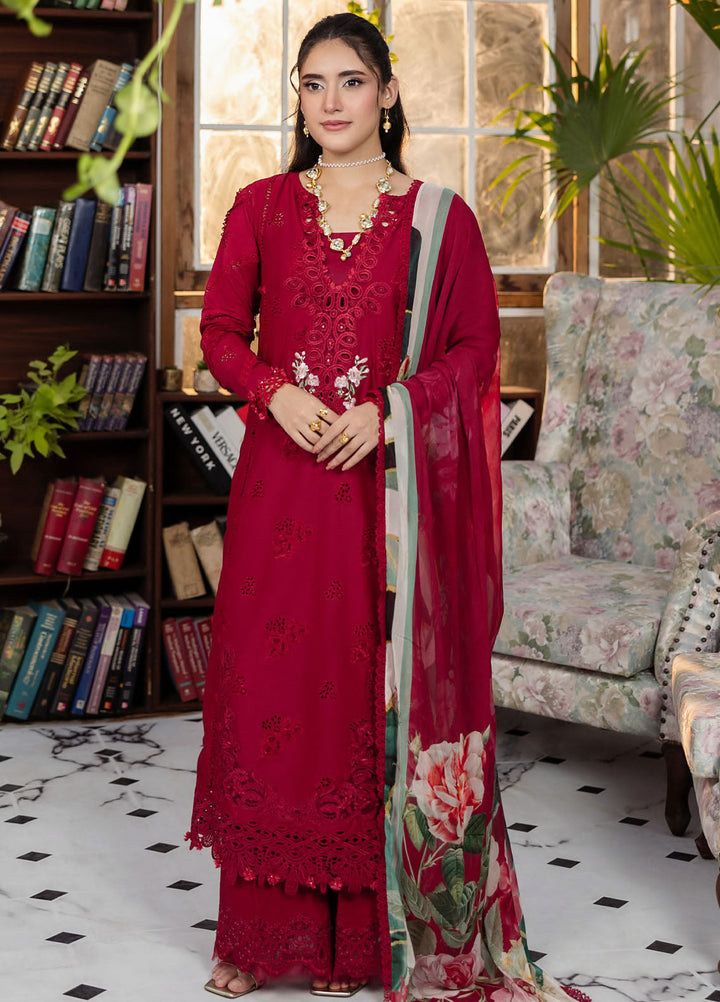 Elaf Chikankari Lawn Suits Unstitched 3 Piece EEC - 4A Rubelet - Festive Collection