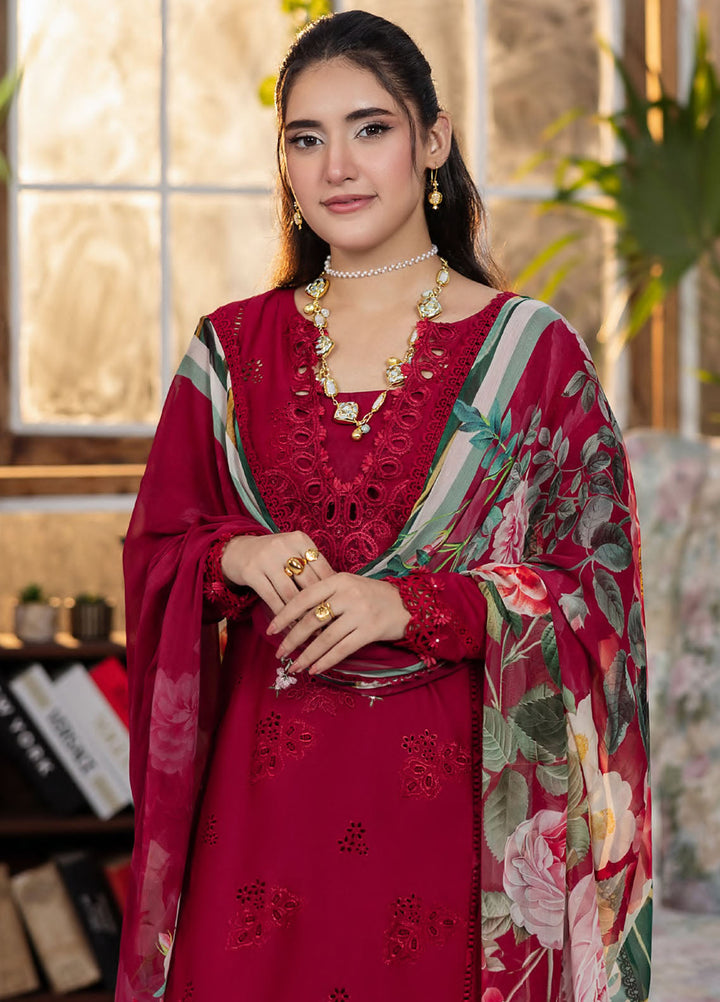 Elaf Chikankari Lawn Suits Unstitched 3 Piece EEC - 4A Rubelet - Festive Collection