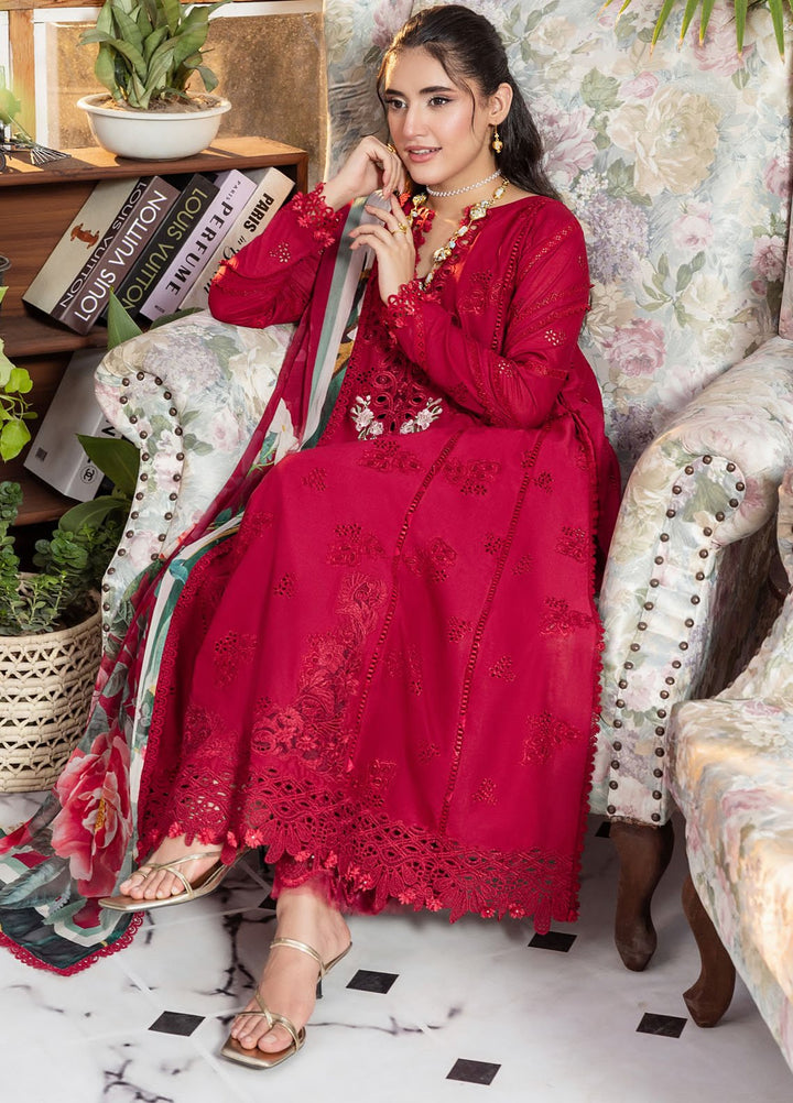 Elaf Chikankari Lawn Suits Unstitched 3 Piece EEC - 4A Rubelet - Festive Collection