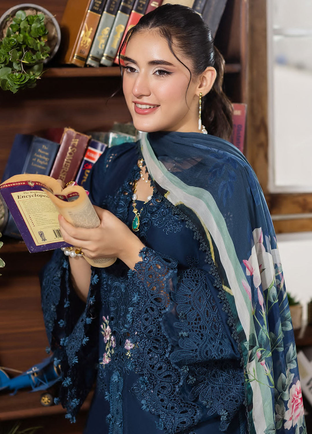 Elaf Chikankari Lawn Suits Unstitched 3 Piece EEC - 4B Serenaire - Festive Collection