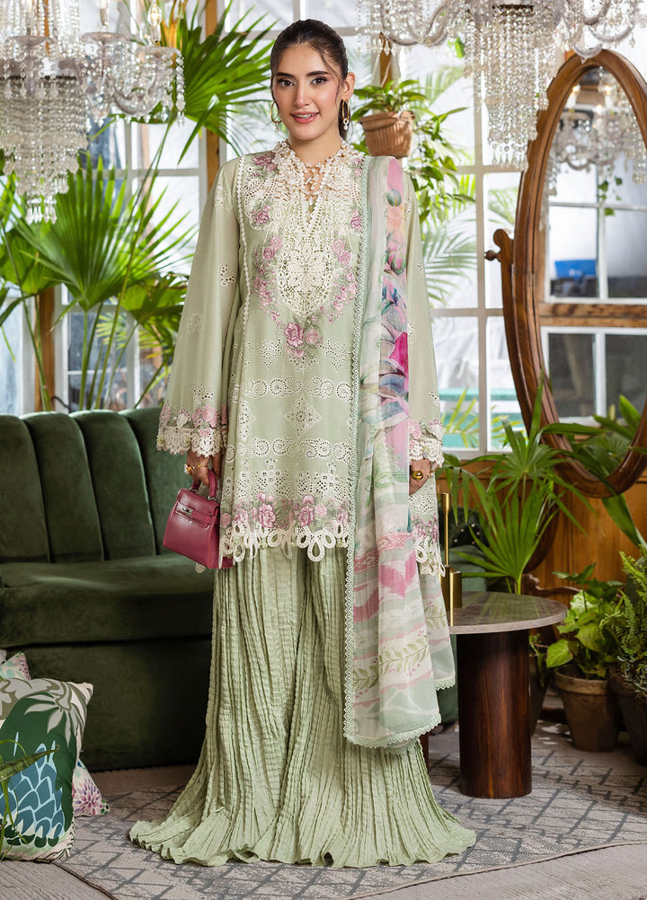 Elaf Chikankari Lawn Suits Unstitched 3 Piece EEC - 5B Matcha - Festive Collection